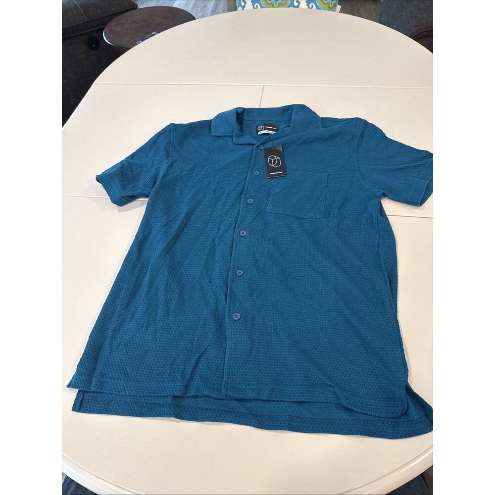 Men's Short Sleeve Button-Down Shirt - Original Use™ Blue M: Midweight